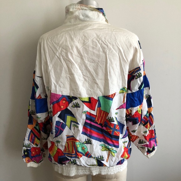 Vintage Euro Joy windbreaker jacket Flag Palm Tree - Picture 4 of 7